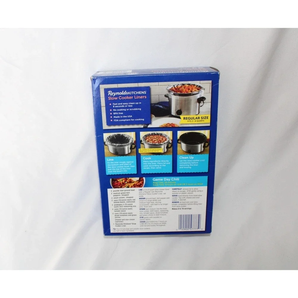 24 ct. Reynolds Kitchens Slow Cooker Liners Bags Regular Size 3-8 Quart BPA Free